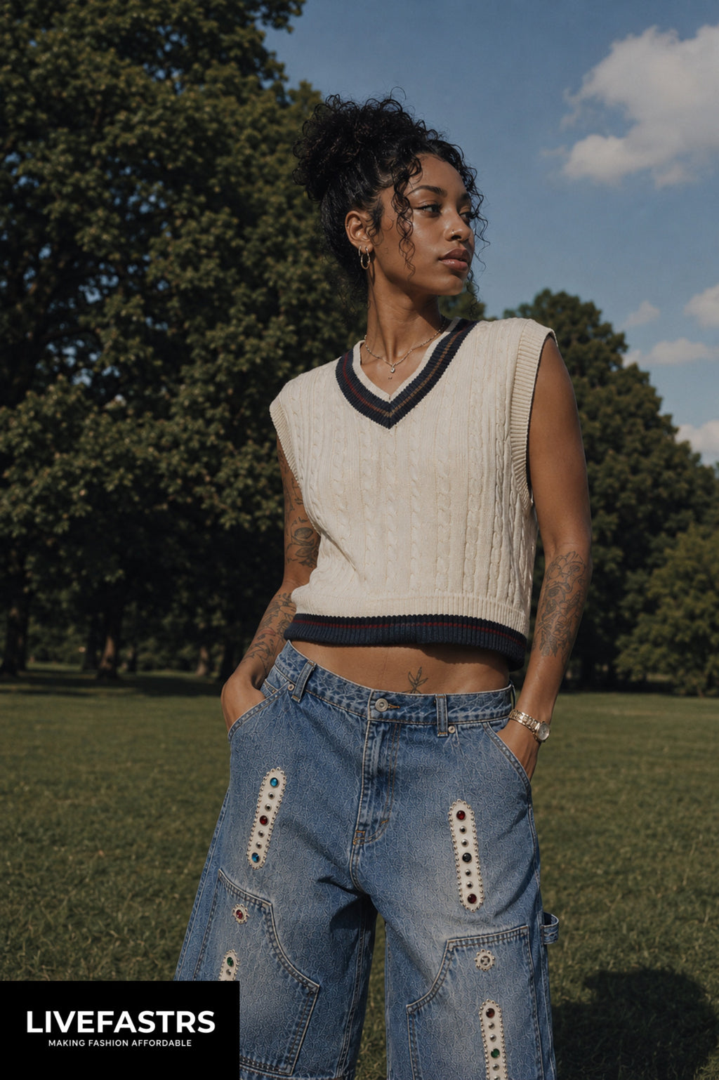 Kapital Kountry Denim Double Knee Studded Shorts
