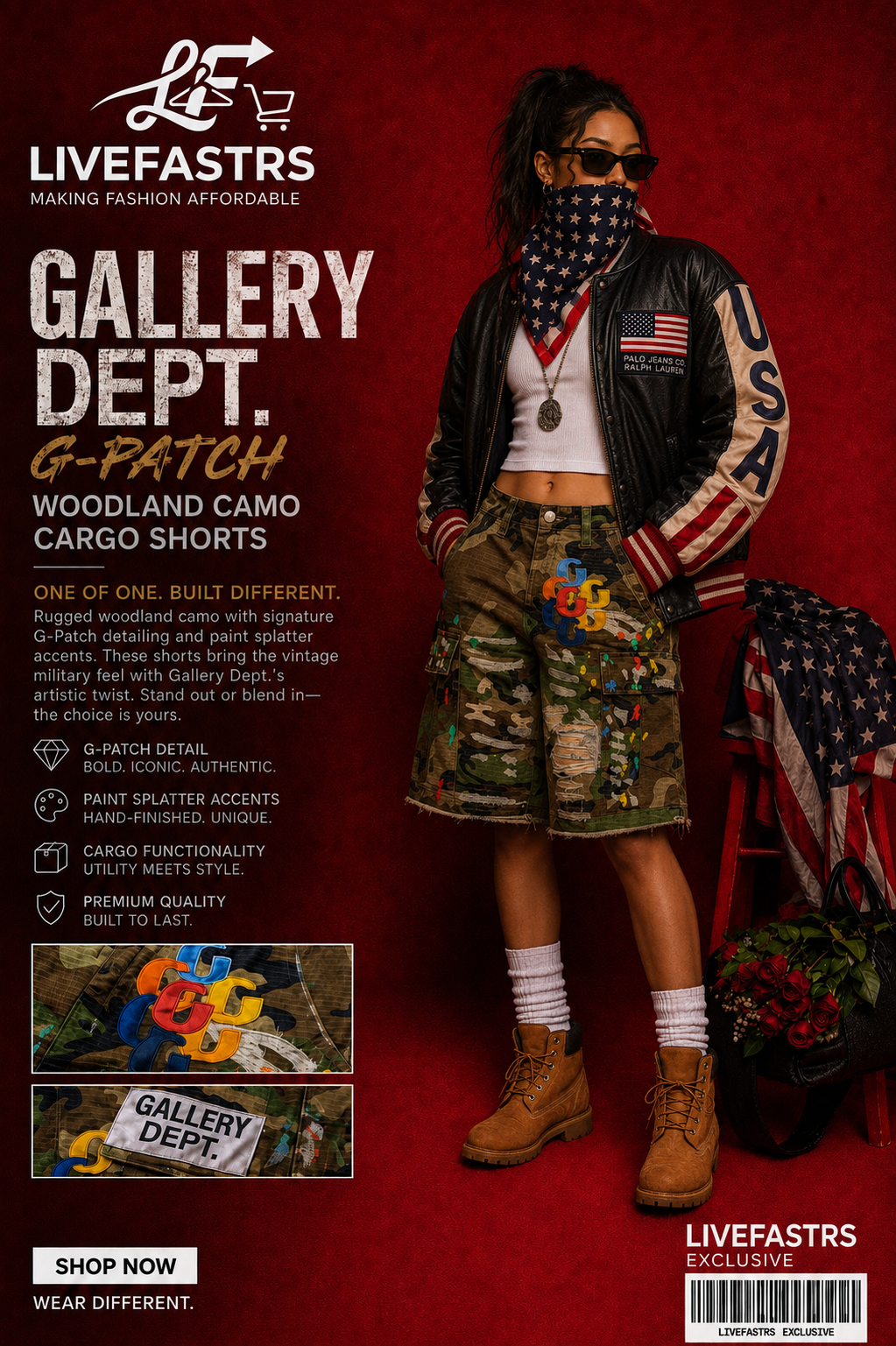 Gallery Dept. G-Patch Woodland Camo Cargo Shorts