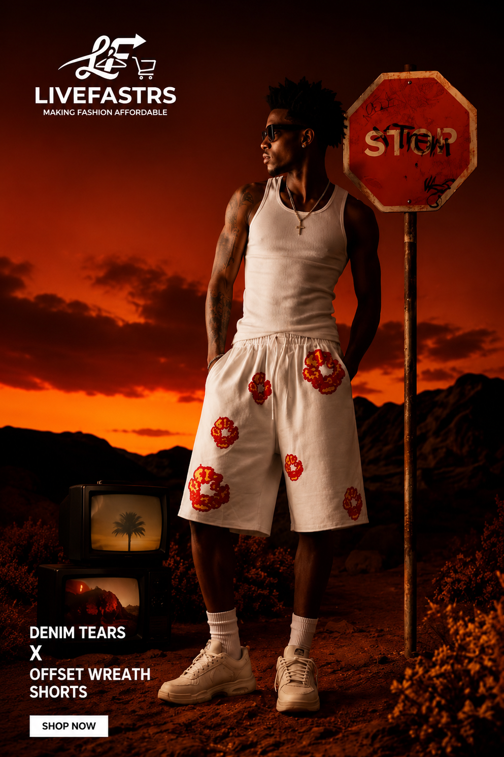 Denim Tears X Offset Wreath Shorts