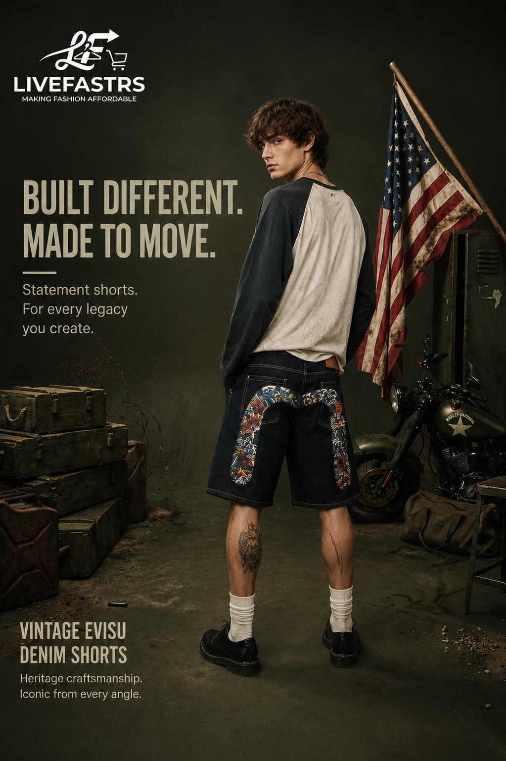 Vintage Evisu Baggy Denim Shorts