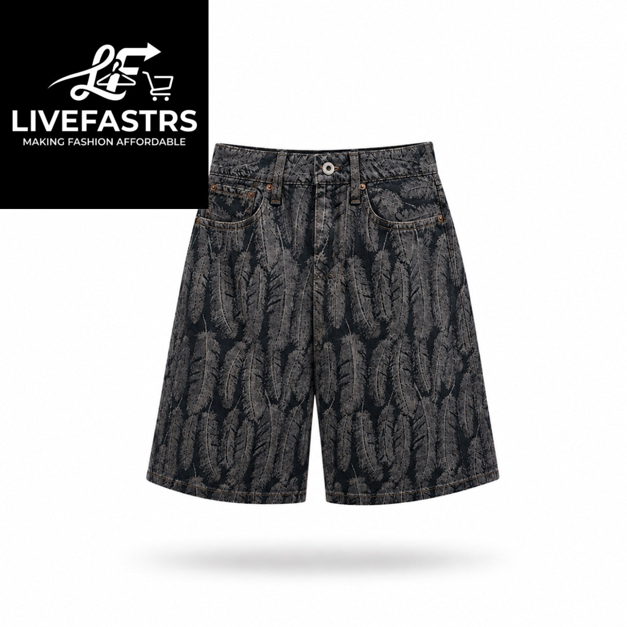 Kapital Kountry Denim Indigo Magpie Feather Shorts