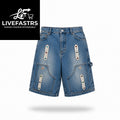 Kapital Kountry Denim Double Knee Studded Shorts