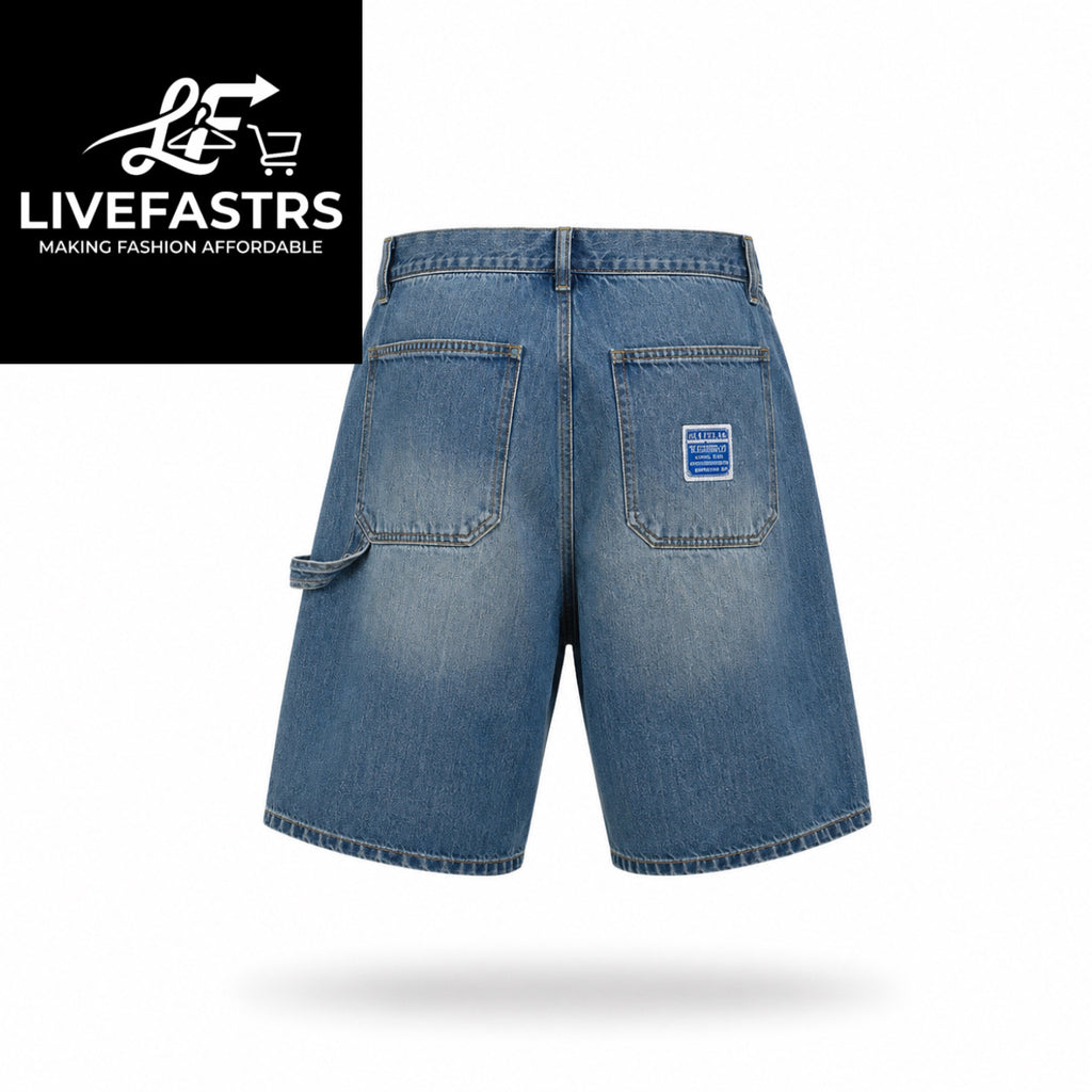 Kapital Kountry Denim Double Knee Studded Shorts