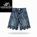 Kapital Kountry Indigo Flared Feather Shorts