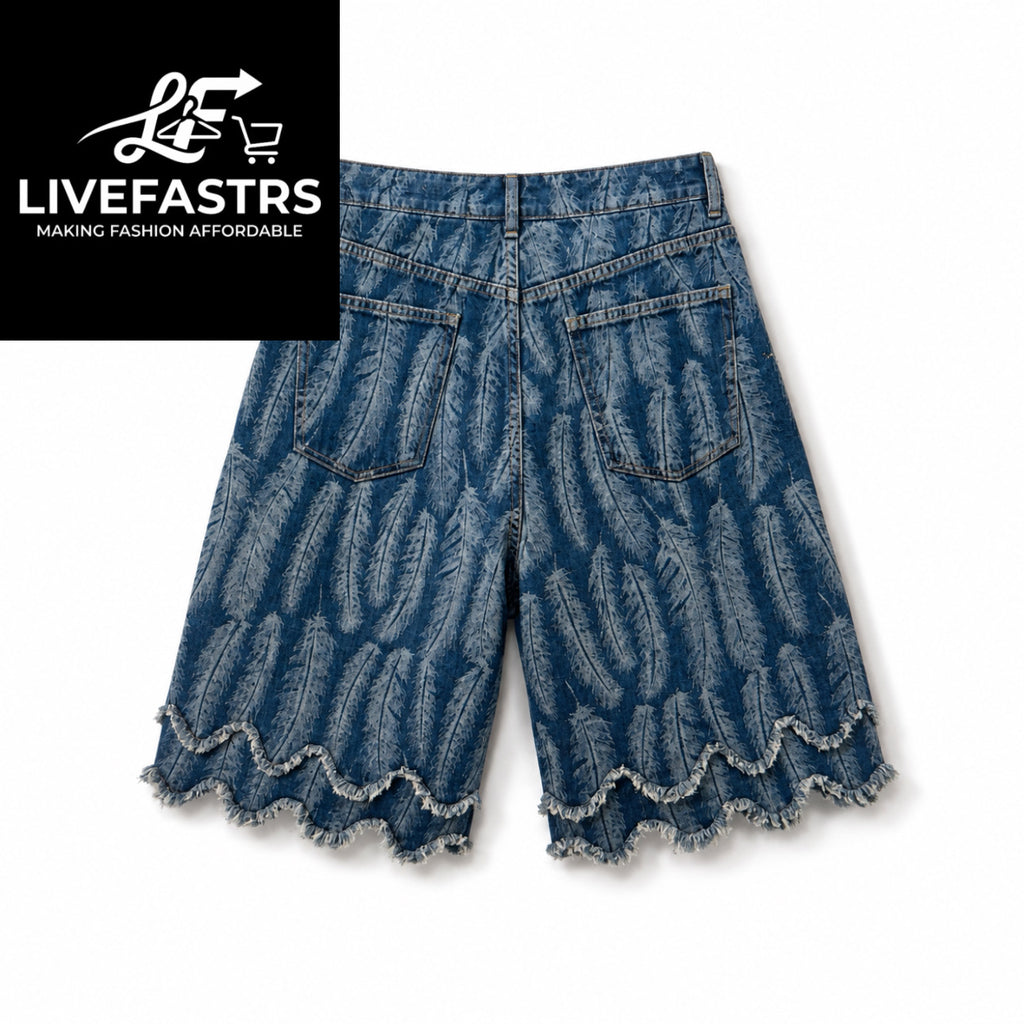 Kapital Kountry Indigo Flared Feather Shorts