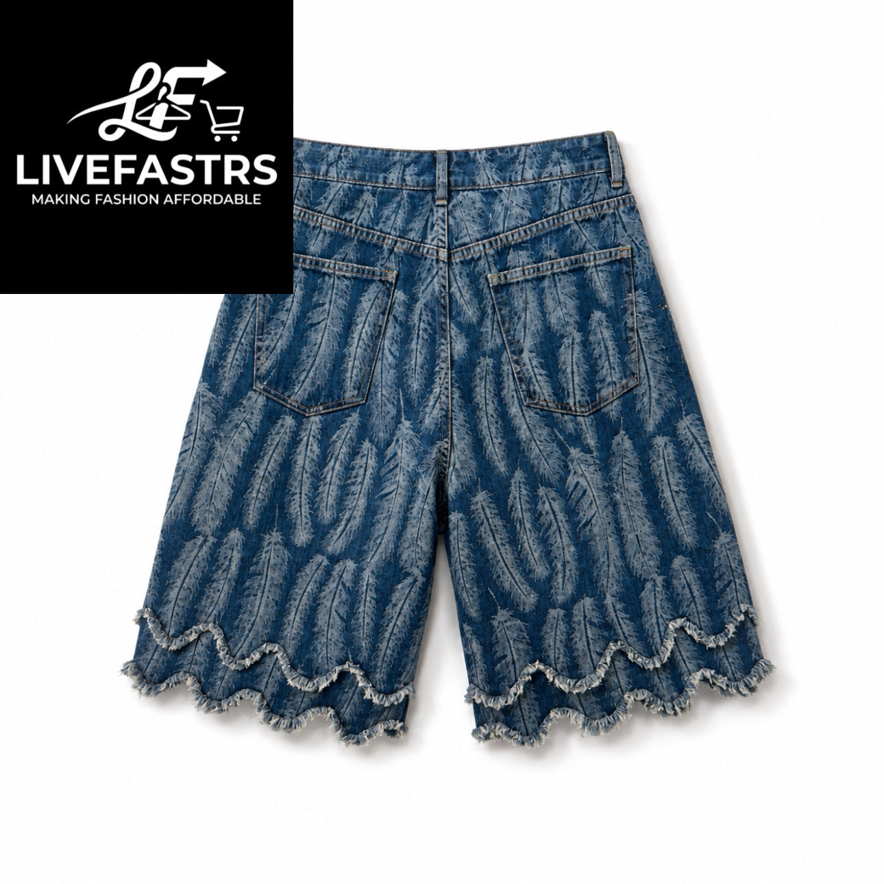 Kapital Kountry Indigo Flared Feather Shorts