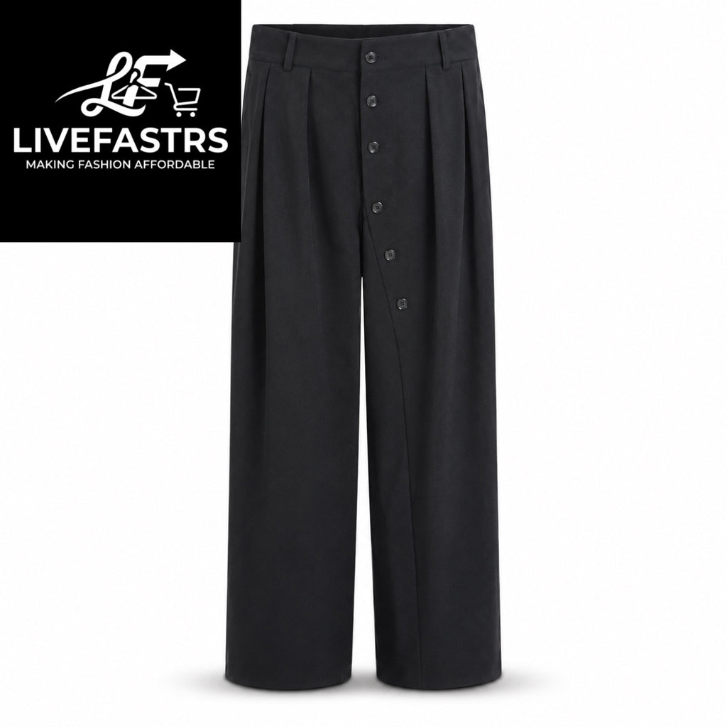 Asymmetric button Wide-Leg Trousers