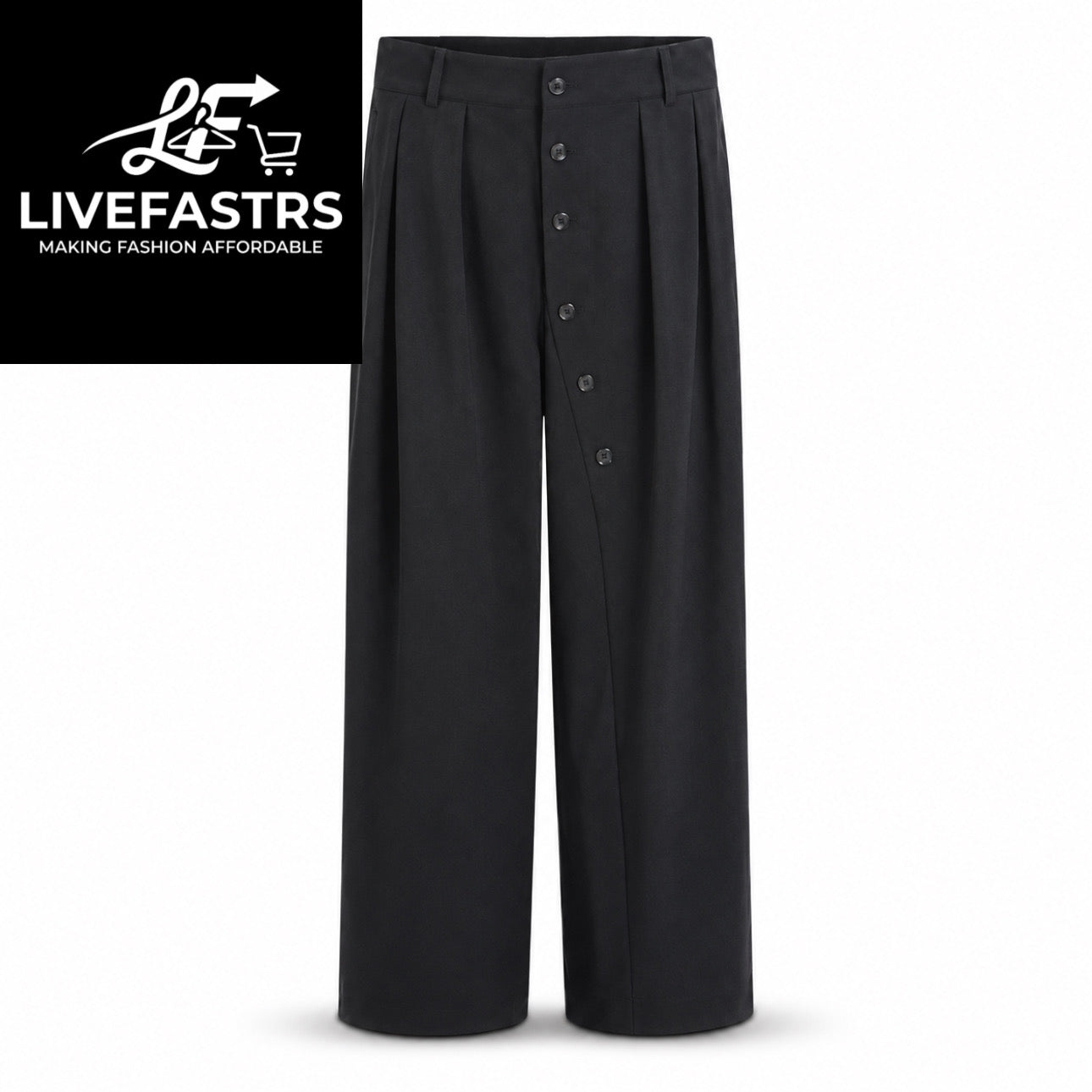 Asymmetric button Wide-Leg Trousers