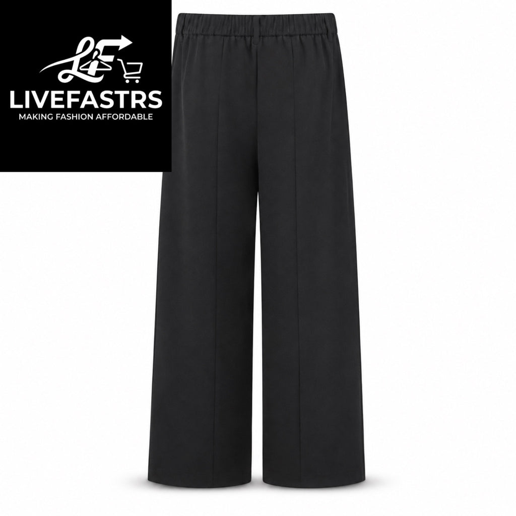 Asymmetric button Wide-Leg Trousers