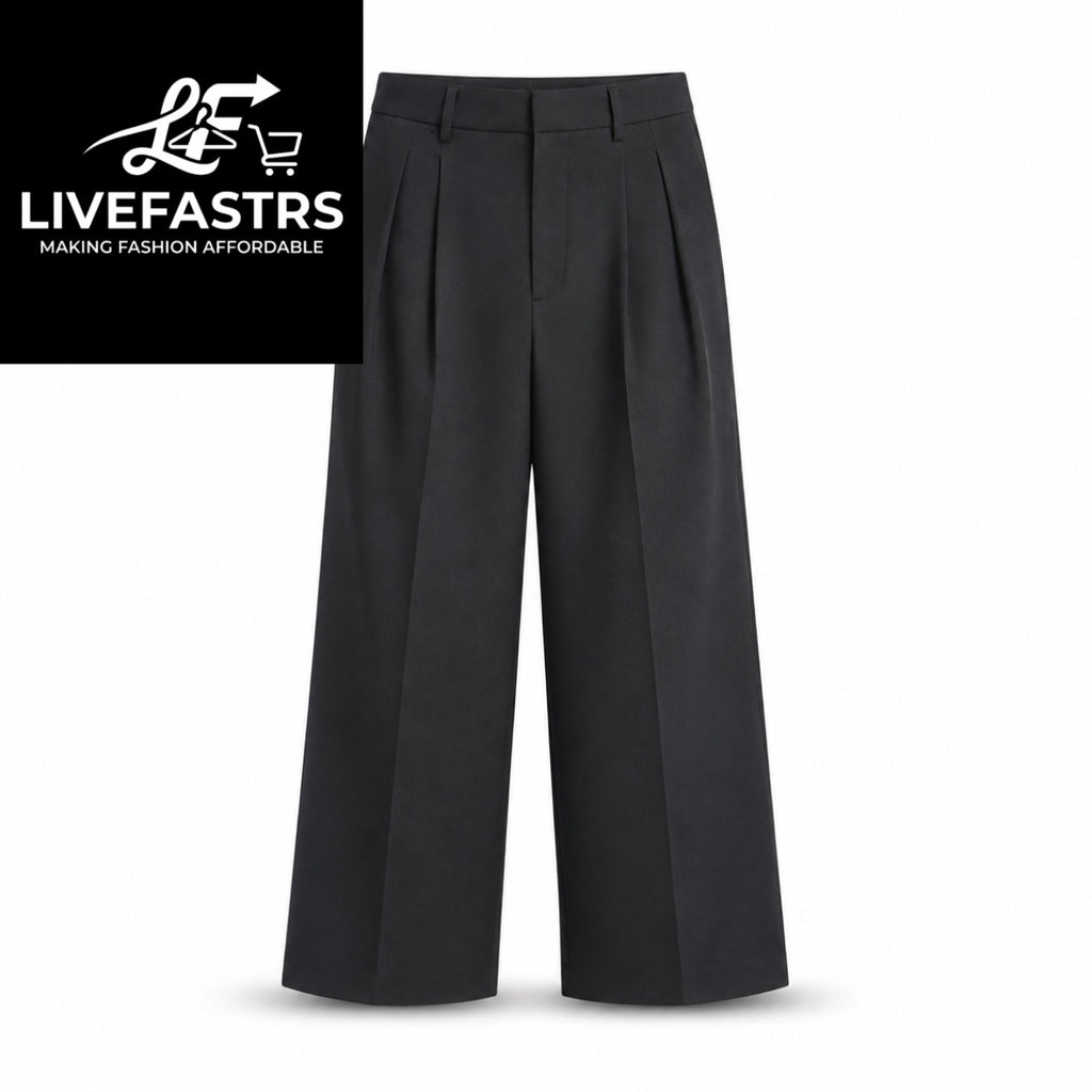 Oversized Baggy Pleated Wide-Leg Trousers