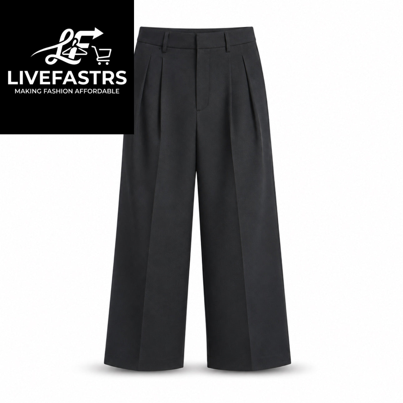 Oversized Baggy Pleated Wide-Leg Trousers
