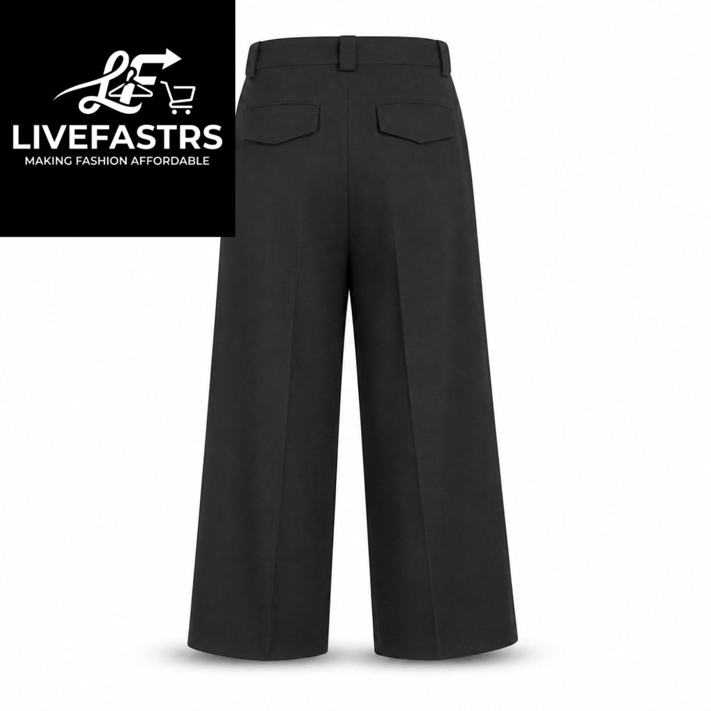 Oversized Baggy Pleated Wide-Leg Trousers